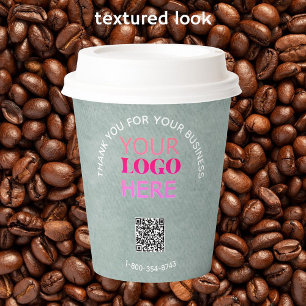 Business dank Textur Look Phone Logo QR Code Pappbecher