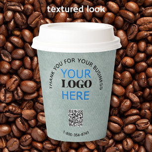 Business dank Textur Look Phone Logo QR Code Pappbecher