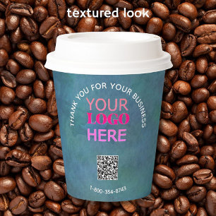 Business dank Textur Look Phone Logo QR Code Pappbecher