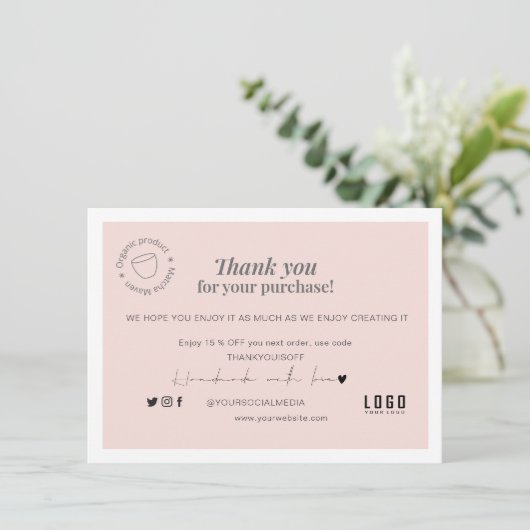 Business Danke Chic Modern Blush Pink (Stehend Vorderseite)