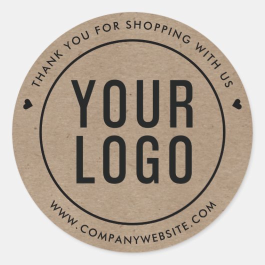 Business Danke Custom Logo Kraft Paper Runder Aufkleber (Vorderseite)