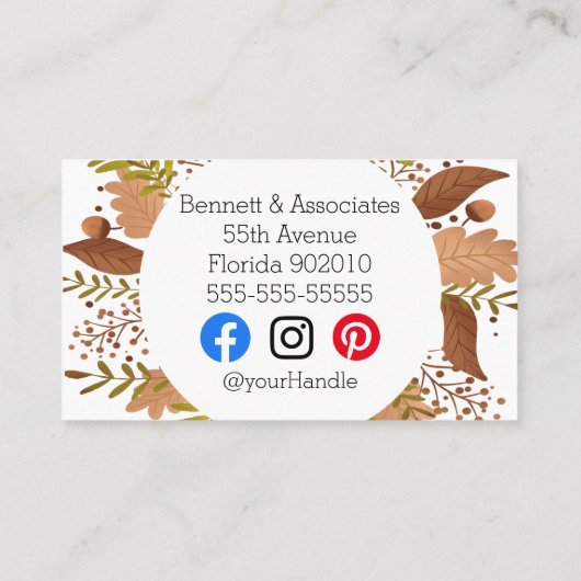 Business Danke, dass Sie dem Herbst gedankt haben Visitenkarte (Rückseite)