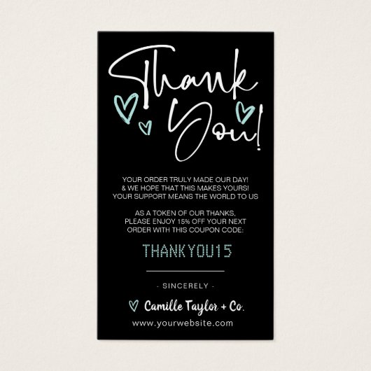 Business Danke & Discount Code Moderne Herzen (Vorderseite)