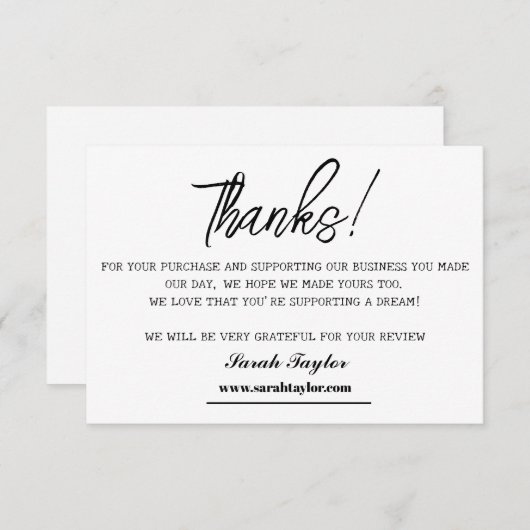 Business Danke Elegantes Script fett Custom (Vorne/Hinten)