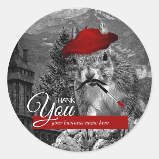 Business danke Funny Squirrel Artist Runder Aufkleber (Vorderseite)