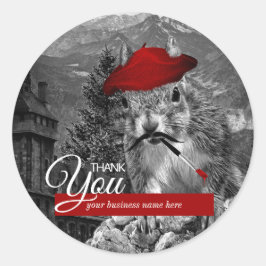 Business danke Funny Squirrel Artist Runder Aufkleber