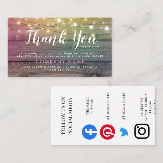 Business Danke für Ihre Bestellung Visitenkarte (Vorne/Hinten)