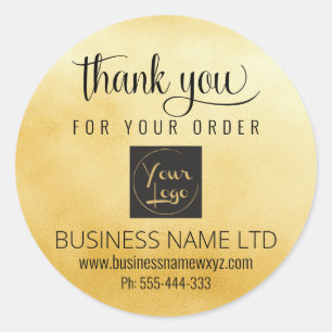 Business Danke Gold Black Add Your Logo Class Runder Aufkleber