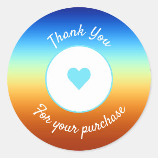 Business Danke Herzaufkleber Sonnenaufgangsfarben Runder Aufkleber