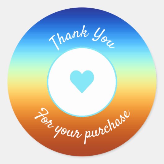 Business Danke Herzaufkleber Sonnenaufgangsfarben Runder Aufkleber (Vorderseite)
