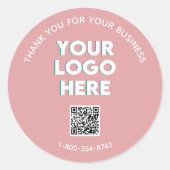 Business danke Ihnen Custom Logo QR Code Classic Runder Aufkleber (Vorderseite)