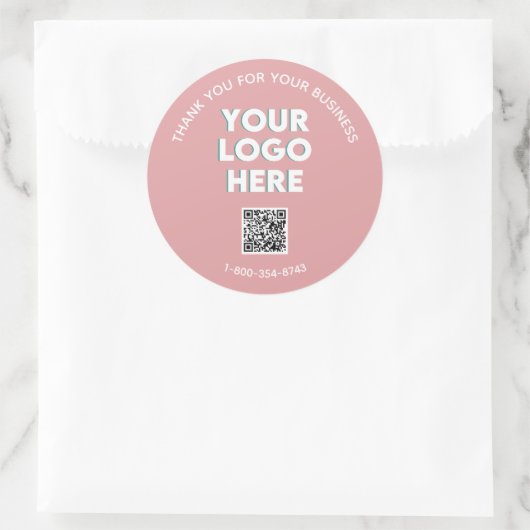 Business danke Ihnen Custom Logo QR Code Classic Runder Aufkleber (Tasche)