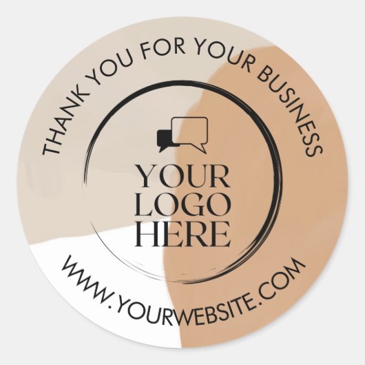 Business danke Ihnen Stickers Custom Logo Beige (Vorderseite)