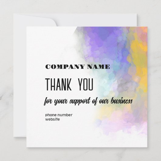Business danke Karte Helle, farbenfrohe Kunst (Vorderseite)