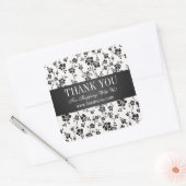 Business Danke Salon Floral Black Quadratischer Aufkleber (Umschlag)