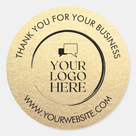 Business Danke Stickers Custom Logo Gold (Vorderseite)