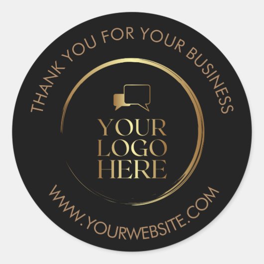 Business Danke Stickers Custom Logo Gold schwarz (Vorderseite)
