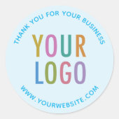 Business Danke Stickers Custom Logo Light Blue (Vorderseite)