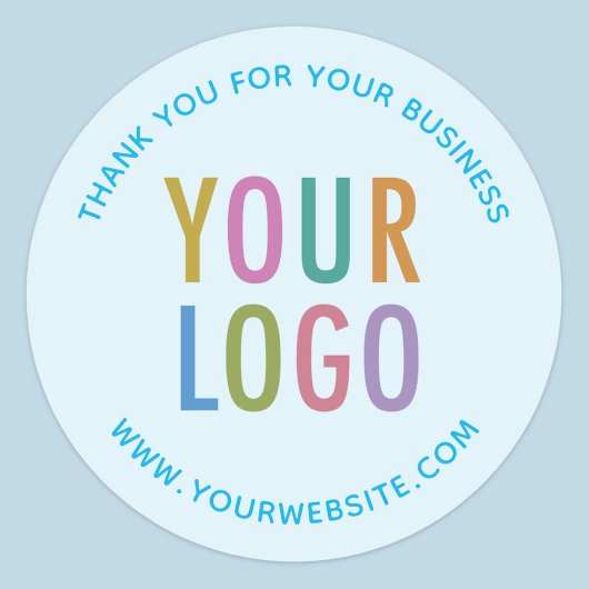 Business Danke Stickers Custom Logo Light Blue