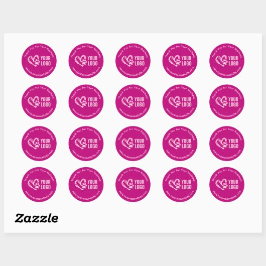 Business Danke Stickers mit Logo Pink (Blatt)