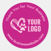 Business Danke Stickers mit Logo Pink (Vorderseite)