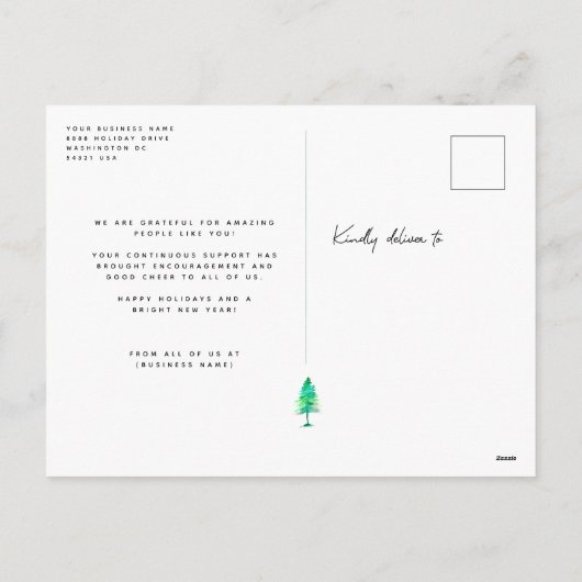 Business Danke Weihnachten Pine Happy Holidays (Rückseite)