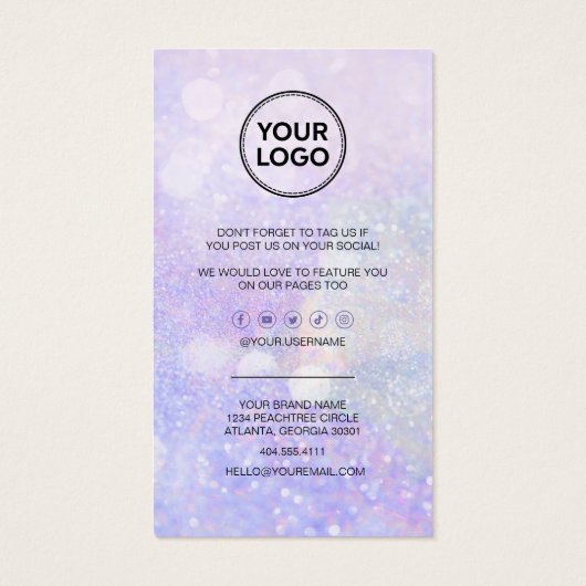 Business Dankeschön Discount Card Glitzer Bokeh (Rückseite)