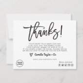 Business Dankeschön Karte / Packungsbeilage (Vorderseite)
