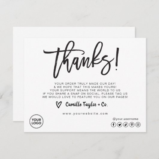 Business Dankeschön Karte / Packungsbeilage (Vorne/Hinten)