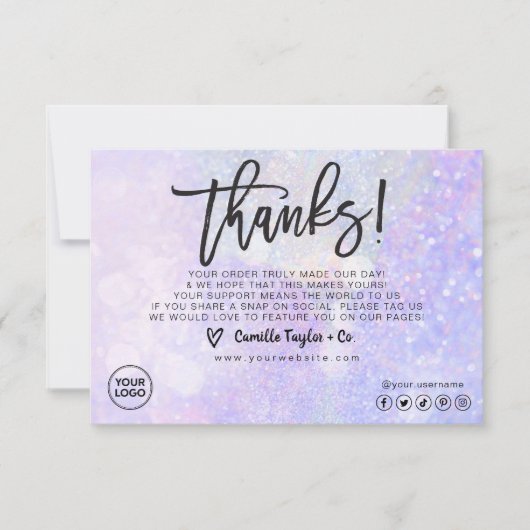 Business Dankeschön Karte / Packungsbeilage (Vorderseite)