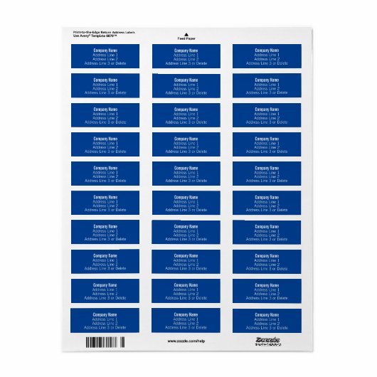 Business Deep Blue und White Basic Rücksendeadress (Vorne)