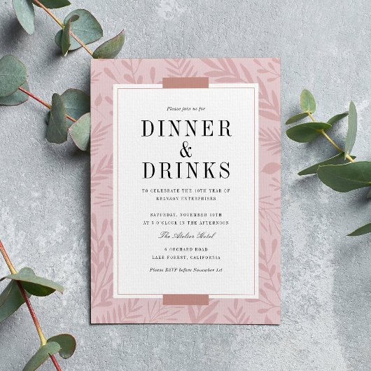 Business Dinner & Drinks - Rosa pink Einladung