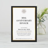 BUSINESS DINNER Logo Modernes schwarzes Gold Einla Einladung (Stehend Vorderseite)