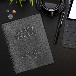 Business Embossed Personalisiert Black Vegan Leath Notizblock