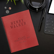 Business Embossed Personalisiert Red Vegan Leather