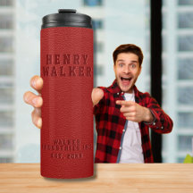 Business Embossed Red Vegan Leather