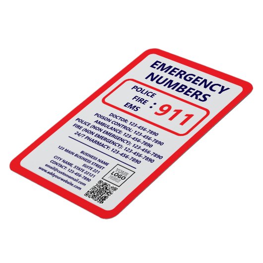 Business Emergency Numbers Magnet (Linke Seite)