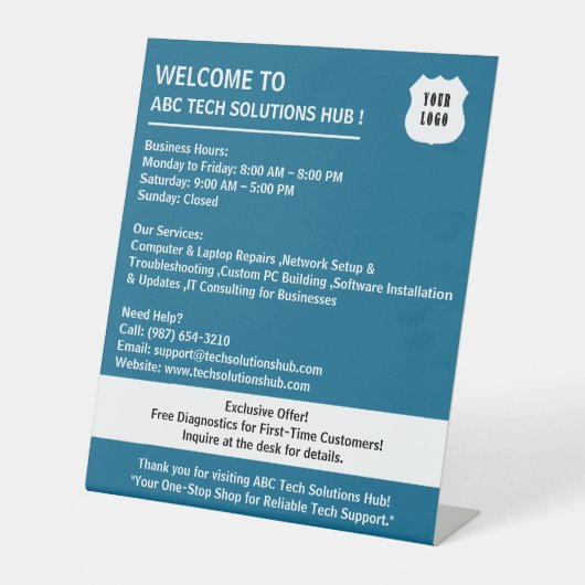 Business Empfang Bereiche oder Gewartet Zimmer Tab Sockelschild (Vorderseite)