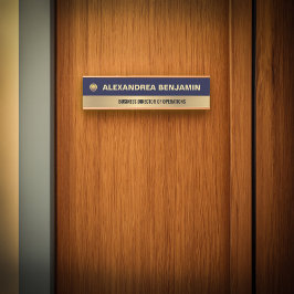 Business Employee Logo Gold Blue Modern Custom Türschild