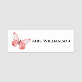 Business Employee Teacher Butterfly Work Name Tag Namensschild (Vorderseite)