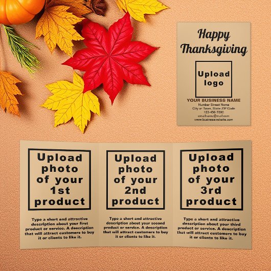 Business Erntedank Light Brown Trifold Card Dreifach Gefaltete Karte