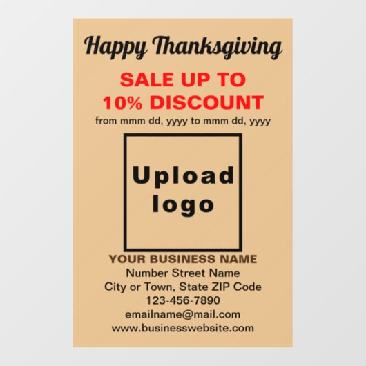 Business Erntedank Sale on Light Brown Fensteraufkleber (Blatt)