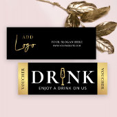 Business Event Black & Gold Logo Drink Voucher Mini Visitenkarte