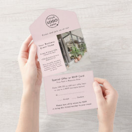 Business Event | Blush Pink Modernes einfaches Fot All In One Einladung