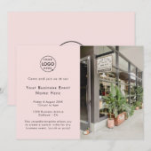 Business Event | Blush Pink Modernes einfaches Fot Einladung (Vorne/Hinten)