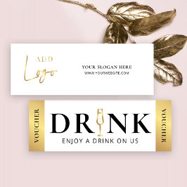 Business Event Elegant Gold Logo Drink Voucher Mini Visitenkarte
