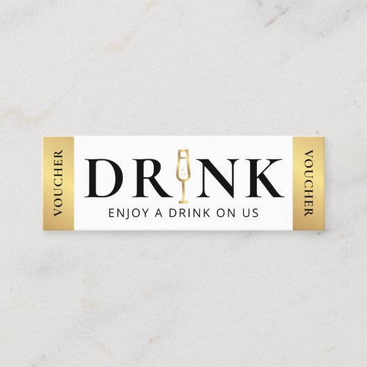 Business Event Elegant Gold Logo Drink Voucher Mini Visitenkarte (Vorderseite)