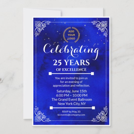 Business Event für Navy Blue & White Meilenstein Einladung (Vorderseite)