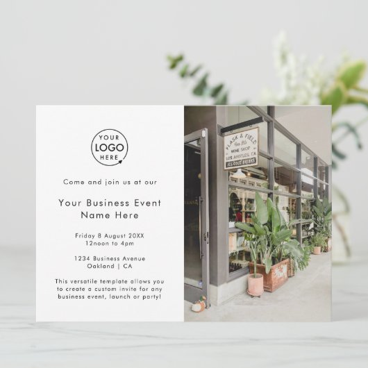 Business Event | MINIMALISTISCHES BERUFLICHES FOTO Einladung (Stehend Vorderseite)