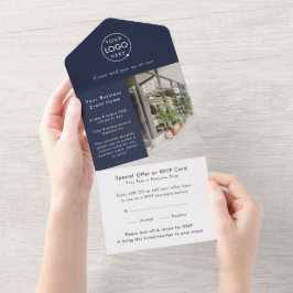 Business Event | Navy Blue Modern Beruflich All In One Einladung